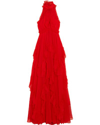 Красное шифоновое вечернее платье от Emilio Pucci