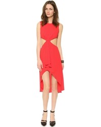 Красное шифоновое коктейльное платье с вырезом от BCBGMAXAZRIA