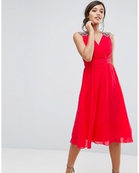 Красное шифоновое платье-миди от Little Mistress