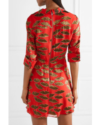 Красное шифоновое платье с запахом с леопардовым принтом от Alice + Olivia