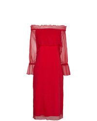 Красное шифоновое платье-футляр от Beaufille