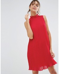 Красное шифоновое свободное платье