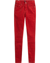 Красные бархатные брюки