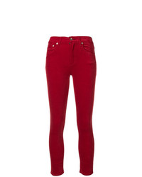 Красные бархатные узкие брюки от Rag & Bone