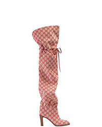 Красные ботфорты из плотной ткани от Gucci