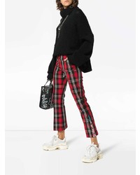 Красные брюки-клеш в клетку от MSGM