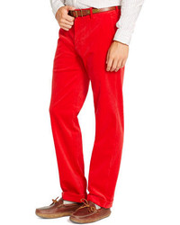 Красные вельветовые классические брюки