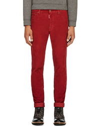 Мужские красные вельветовые классические брюки от DSquared