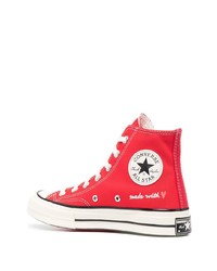 Мужские красные высокие кеды из плотной ткани с принтом от Converse