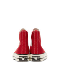 Женские красные высокие кеды из плотной ткани от Converse