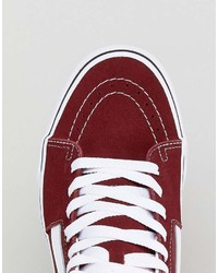 Мужские красные высокие кеды из плотной ткани от Vans