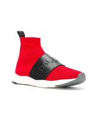 Мужские красные высокие кеды от Balmain