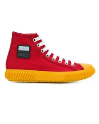 Мужские красные высокие кеды от Prada