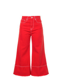 Красные джинсовые брюки-кюлоты
