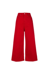 Красные джинсовые брюки-кюлоты от MSGM