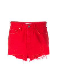 Красные джинсовые рваные шорты