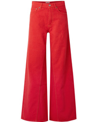 Красные джинсовые широкие брюки