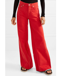Красные джинсовые широкие брюки от Ganni