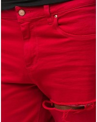 Мужские красные джинсовые шорты от Asos