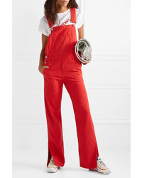 Красные джинсовые штаны-комбинезон от Ganni