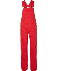 Красные джинсовые штаны-комбинезон от Ganni