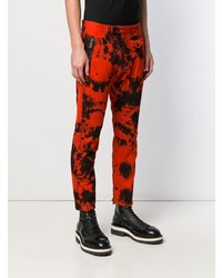 Мужские красные джинсы с принтом тай-дай от DSQUARED2