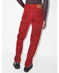 Мужские красные джинсы с принтом от Marine Serre