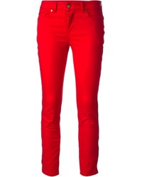 Красные джинсы скинни от Alexander McQueen