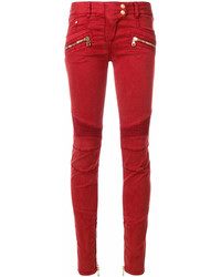 Красные джинсы скинни от Balmain