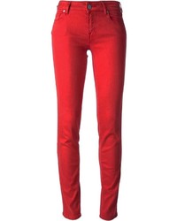 Красные джинсы скинни от Jacob Cohen