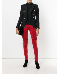 Красные джинсы скинни от Balmain