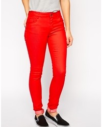 Красные джинсы скинни от Only