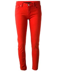 Красные джинсы скинни от Victoria Beckham