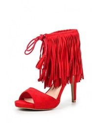 Красные замшевые босоножки на каблуке от Anesia