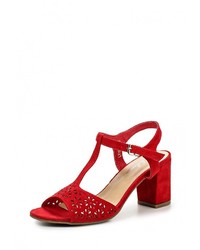 Красные замшевые босоножки на каблуке от Bellamica