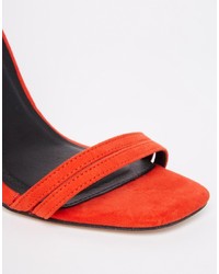 Красные замшевые босоножки на каблуке от Asos