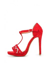 Красные замшевые босоножки на каблуке от Fersini