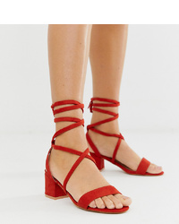 Красные замшевые босоножки на каблуке от Glamorous