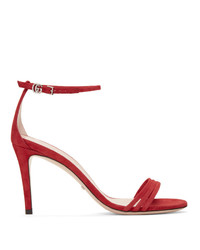 Красные замшевые босоножки на каблуке от Gucci