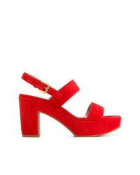Красные замшевые босоножки на каблуке от L'Autre Chose