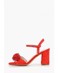 Красные замшевые босоножки на каблуке от Pierre Cardin