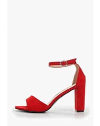 Красные замшевые босоножки на каблуке от Queen Vivi