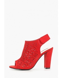 Красные замшевые босоножки на каблуке от Queen Vivi