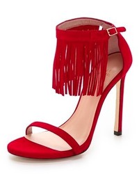 Красные замшевые босоножки на каблуке от Stuart Weitzman