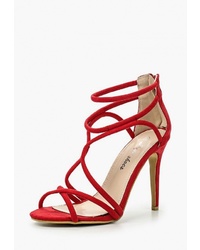 Красные замшевые босоножки на каблуке от Style Shoes