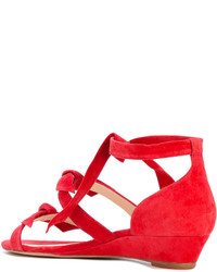 Красные замшевые босоножки на танкетке от Alexandre Birman