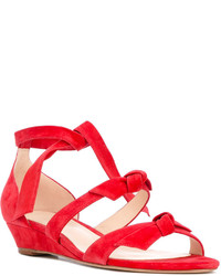 Красные замшевые босоножки на танкетке от Alexandre Birman