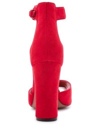 Красные замшевые босоножки на танкетке от Derek Lam