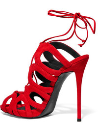 Женские красные замшевые босоножки от Giuseppe Zanotti