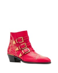 Красные замшевые ботильоны от Chloé